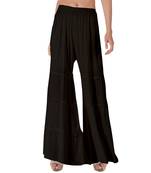 Krisha Export Regular Fit Women Black Rayon Sarara