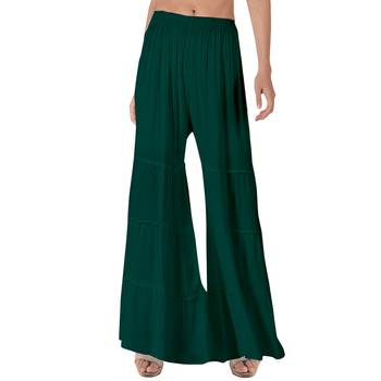Krisha Export Regular Fit Women Dark Green Rayon Sarara 1