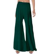 Krisha Export Regular Fit Women Dark Green Rayon Sarara