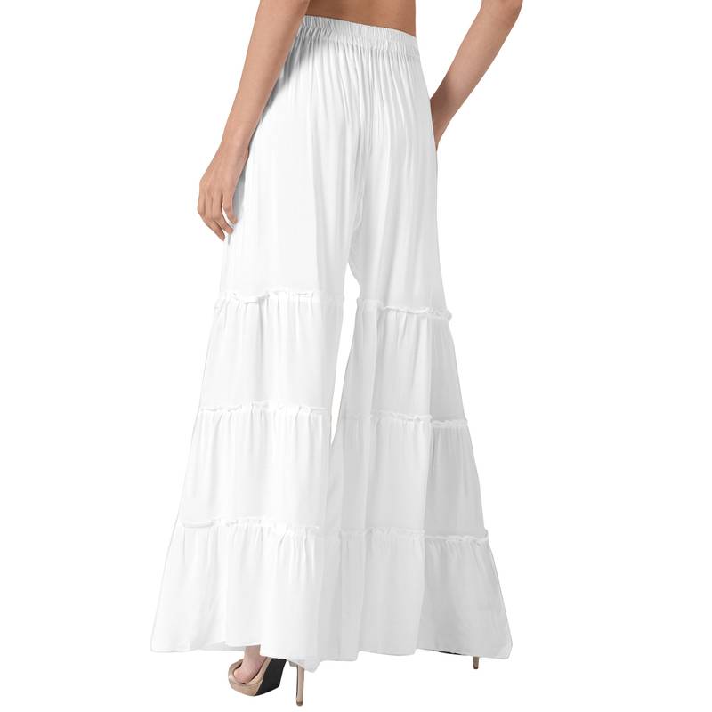 Krisha Export Regular Fit Women White Rayon Sarara