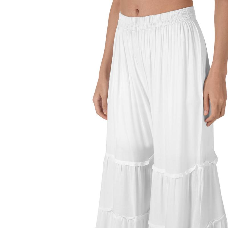 Krisha Export Regular Fit Women White Rayon Sarara