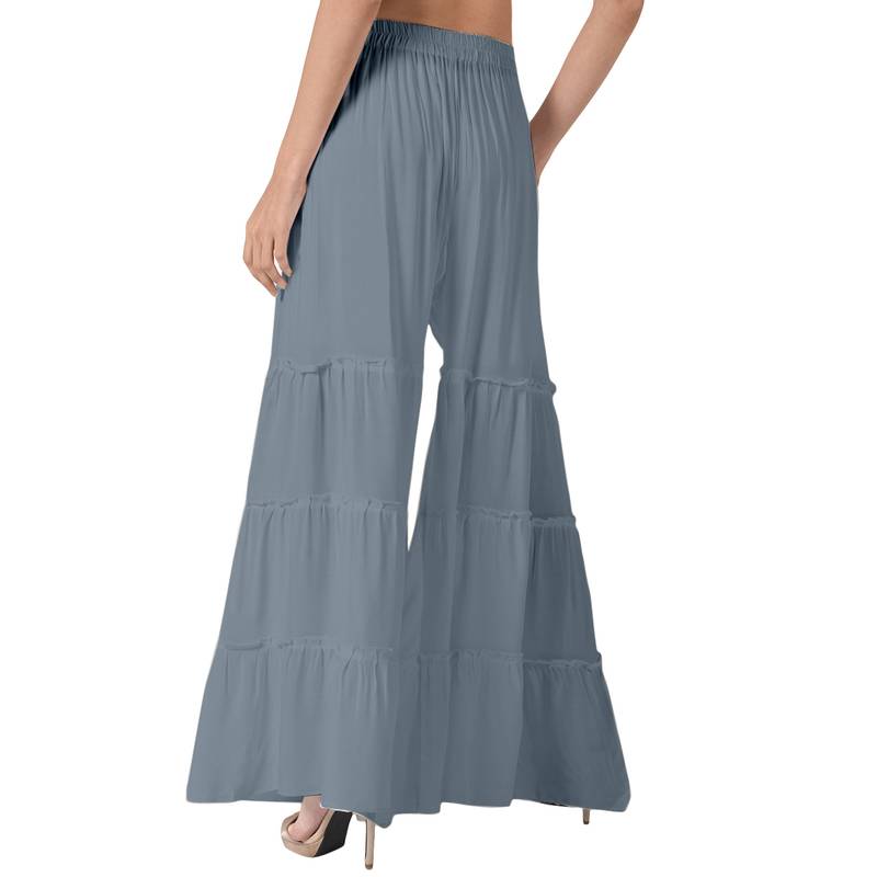 Krisha Export Regular Fit Women Grey Rayon Sarara