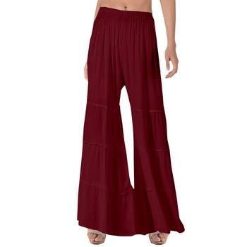 Krisha Export Regular Fit Women Maroon Rayon Sarara 1