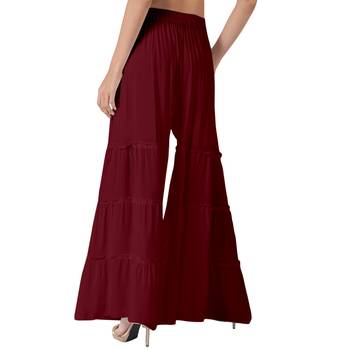 Krisha Export Regular Fit Women Maroon Rayon Sarara 3