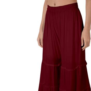 Krisha Export Regular Fit Women Maroon Rayon Sarara 4