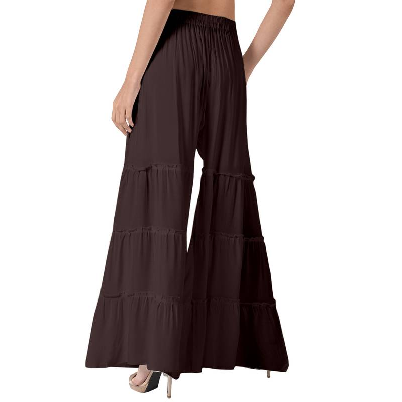 Krisha Export Regular Fit Women Coffee Rayon Sarara