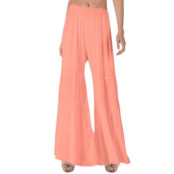 Krisha Export Regular Fit Women Peach Rayon Sarara 1