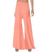 Krisha Export Regular Fit Women Peach Rayon Sarara