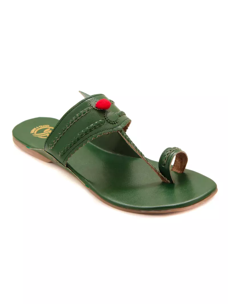 Green Womens Flat By Trends & Trades