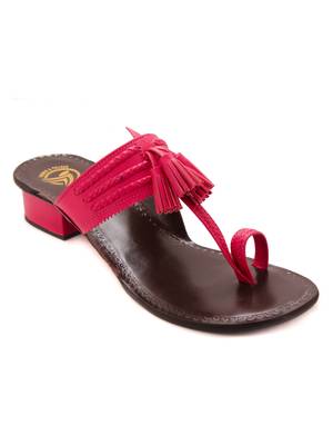 Pink Semi Heels Sandal With Tassel By Trends & Trades 1