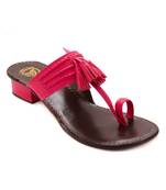 Pink Semi Heels Sandal With Tassel By Trends & Trades