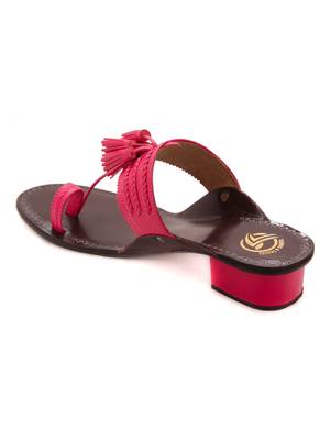 Pink Semi Heels Sandal With Tassel By Trends & Trades 3