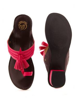 Pink Semi Heels Sandal With Tassel By Trends & Trades 4