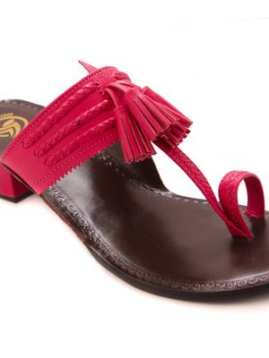Pink Semi Heels Sandal With Tassel By Trends & Trades 5
