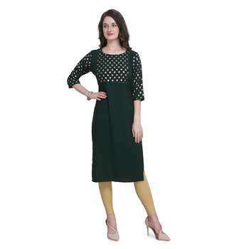 Women Printed Green Colour Straight Kurta 1