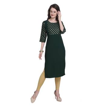 Women Printed Green Colour Straight Kurta 2