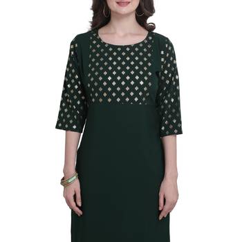 Women Printed Green Colour Straight Kurta 4