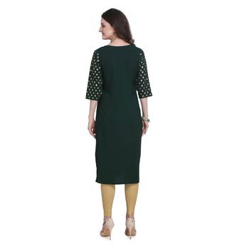 Women Printed Green Colour Straight Kurta 5