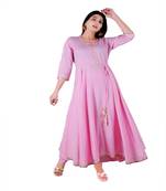 Pink plain rayon party-wear-kurtis