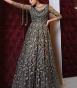 Beige and Gold Embroidered Lehenga/ Pant Style Anarkali