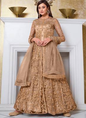 Grey and Gold Embroidered Anarkali 1