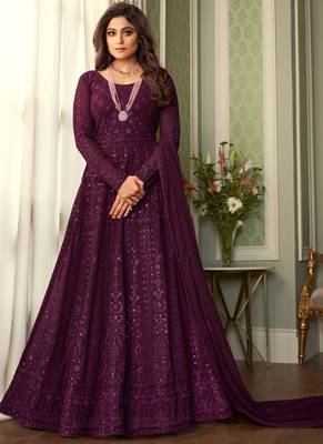 Purple Heavy Embroidered Anarkali 1