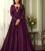 Purple Heavy Embroidered Anarkali