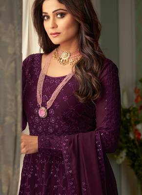 Purple Heavy Embroidered Anarkali 2