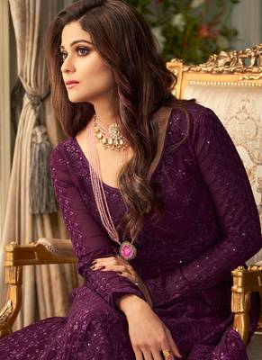Purple Heavy Embroidered Anarkali 3