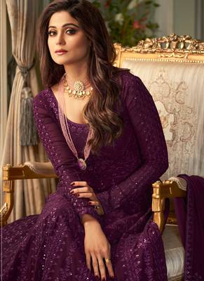 Purple Heavy Embroidered Anarkali 4