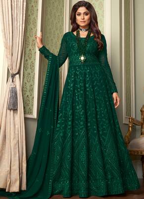 Green Heavy Embroidered Anarkali 1