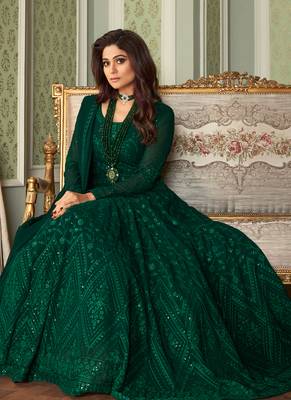 Green Heavy Embroidered Anarkali 2