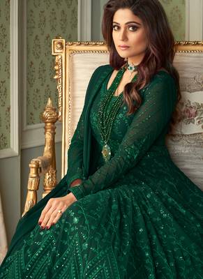 Green Heavy Embroidered Anarkali 3
