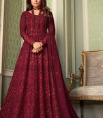 Maroon Heavy Embroidered Anarkali