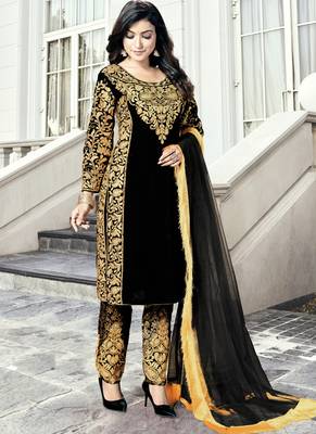 Black Embroidered Pakistani Pant Suit 1