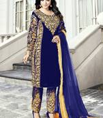 Blue Embroidered Pakistani Pant Suit