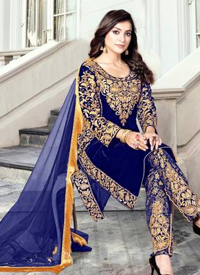 Blue Embroidered Pakistani Pant Suit 2
