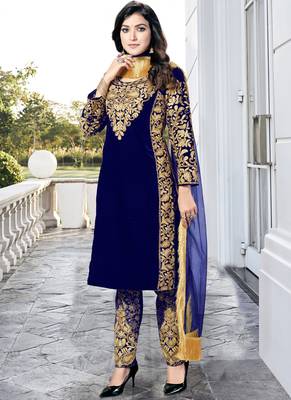 Blue Embroidered Pakistani Pant Suit 3