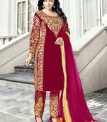 Dark Pink Embroidered Pakistani Pant Suit