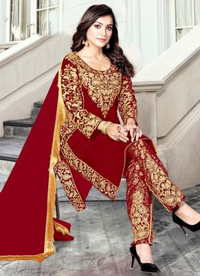 Red Embroidered Pakistani Pant Suit 2