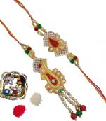 Designer Bhaiya Bhabhi Rakhi Set and Decorative Pooja Plate