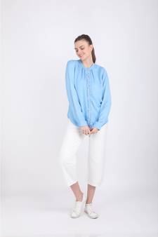 BALI HAI by PASHMA WOMEN'S BEAUTIFUL RUFFLE NAVY BLUE SHIRT