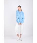 BALI HAI by PASHMA WOMEN'S BEAUTIFUL RUFFLE NAVY BLUE SHIRT