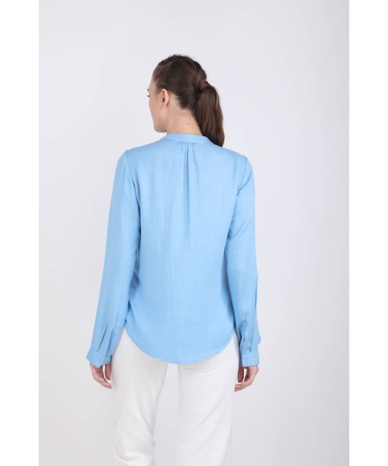 BALI HAI by PASHMA WOMEN'S BEAUTIFUL RUFFLE NAVY BLUE SHIRT