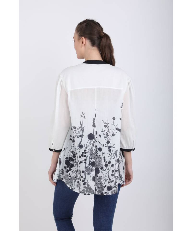 BALI HAI by PASHMA WOMEN'S BEAUTIFUL BLACK AND WHITE PRINT  CASUAL SHIRT