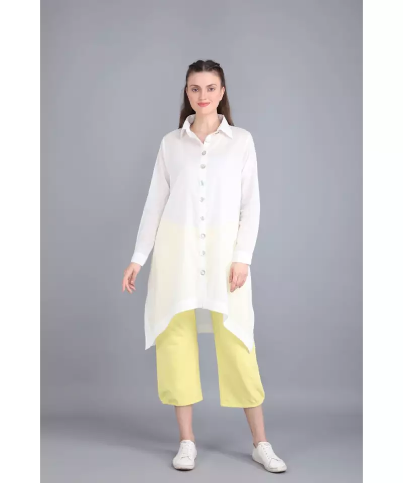 BALI HAI by PASHMA WOMEN'S BEAUTIFUL LONG WHITE CASUAL SHIRT