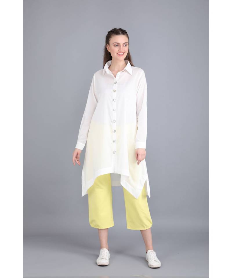 BALI HAI by PASHMA WOMEN'S BEAUTIFUL LONG WHITE CASUAL SHIRT