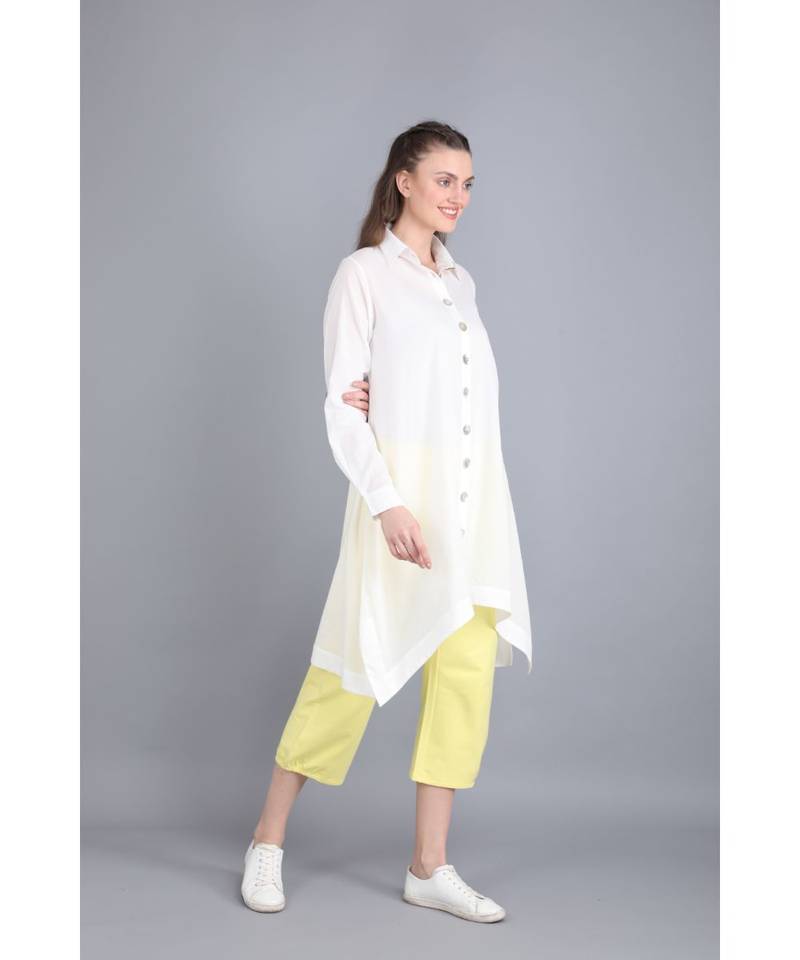 BALI HAI by PASHMA WOMEN'S BEAUTIFUL LONG WHITE CASUAL SHIRT