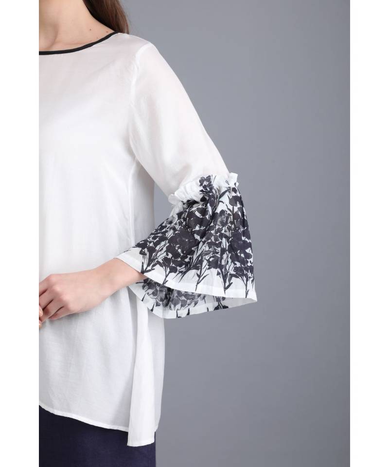 BALI HAI by PASHMA WOMEN'S  COTTON WHITE PRINTED TOP