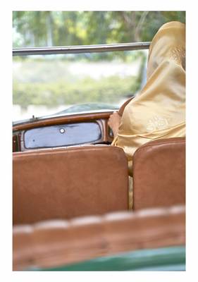 Beige printed silk saree with blouse 2
